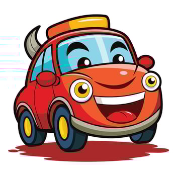 cartoon car with horns and eyes illustration vector