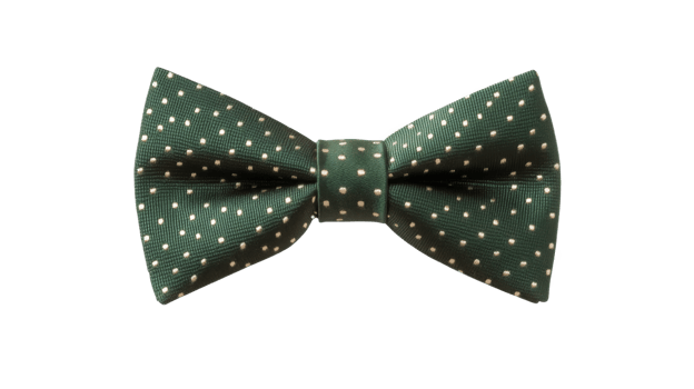 Dark Green Bow Tie with White Polka Dots Isolated on a Plain White Background png