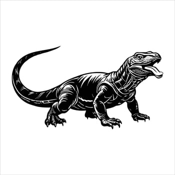 The Komodo dragon Varanus komodoensis with a tongue. vector