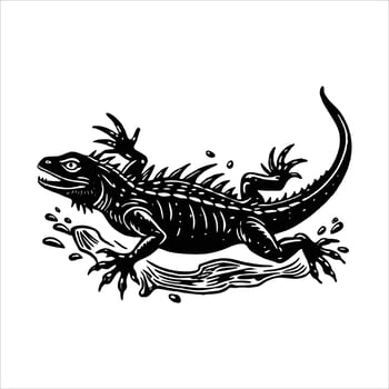 Close up iguana in nature. vector