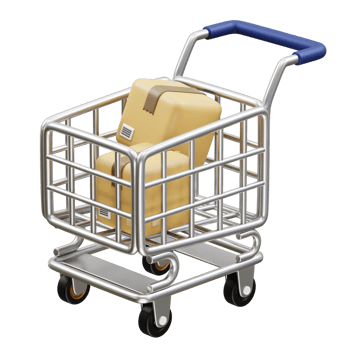 Shopping cart icon 3d rendering illustration png