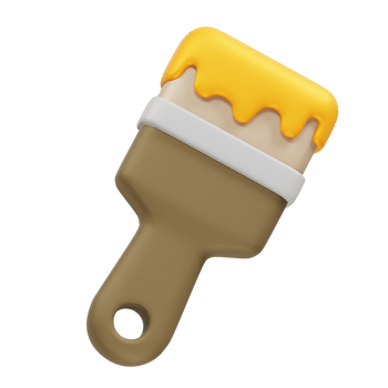 Paint Brush 3D Icon 3d rendering illustration png