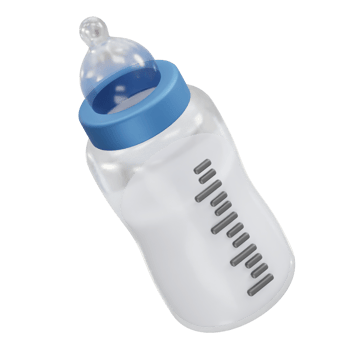 Baby bottle and baby pacifier bottle icon illustration 3d render. Milk bottle icon 3d rendering png