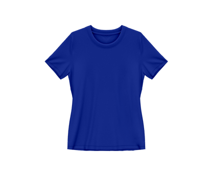 Royal blue blank tee shirt waist wear, women template mockup front view png