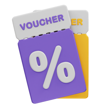 Voucher card cash back discount icon illustration 3d render png