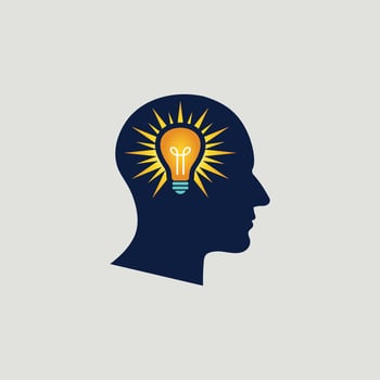 Human Head with Light Bulb. Concept of Creativity, Innovation, and Ideas vector