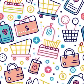 shopping pattern with colorful icons vector