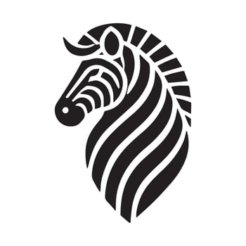 A stylized, black and white silhouette of a zebra head, perfect for logos, branding, or graphic design projects. vector