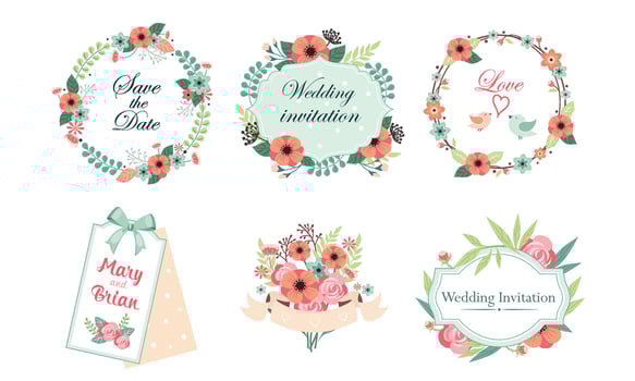 Floral Frame Collection, Wedding Invitation, Save the Date Card Design Elemets, Frame Beautiful with Blooming Flowers Illustration vector