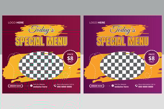 Special Food Social Media Post Design Template vector