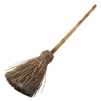 a traditional wooden broom isolated on transparent background png