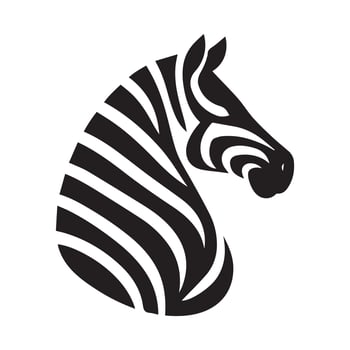A bold, stylized silhouette of a zebra's head, perfect for branding, logos, or graphic design. vector