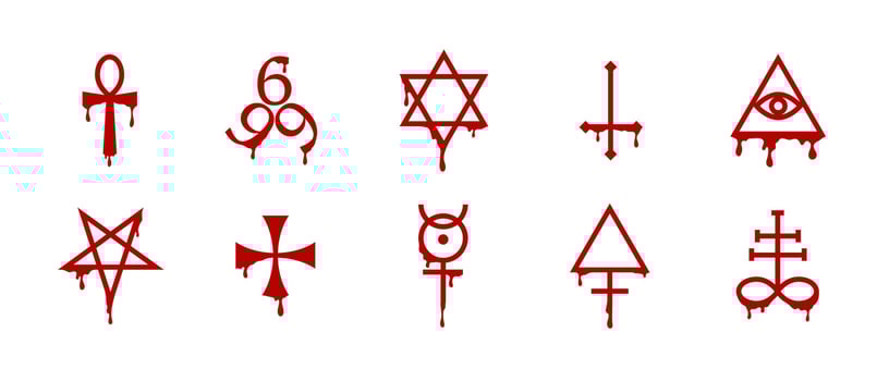 Blood red pentagram for dark magic and occult-themed designs. vector