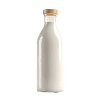 Glass Bottle of Milk with Wooden Cap isolated on transparent background png