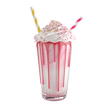 Pink milkshake with whipped cream and sprinkles isolated on transparent background png
