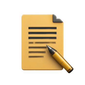3D Render of a Yellow Document with a Pen Ready for Notes and Important Information png