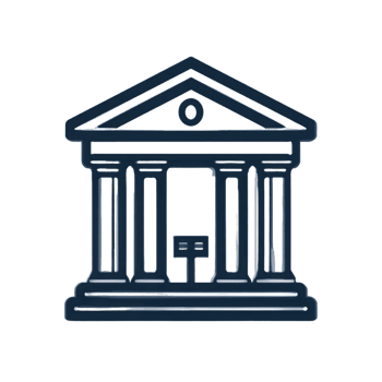 Classical Building Icon. A Dark Blue Digital Rendering of an Ancient Greek Temple or Museum png
