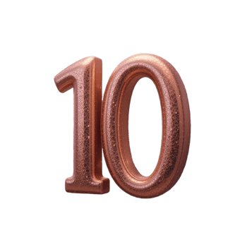 Rose Gold Number Ten 3D Render High Resolution Sparkling Texture Design png