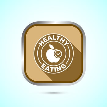 Healthy eating icon design illustration. Healthy food sign symbol. Gold shadow button design vector