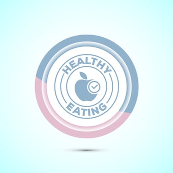 Healthy eating icon design illustration. Healthy food sign symbol. Pastel color button design vector