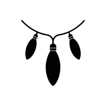 A black and white illustration of a necklace with three bulbs vector
