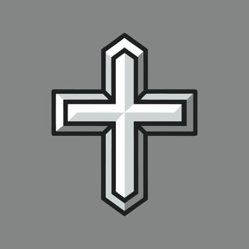 A cross icon on a gray background vector