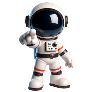 Astronaut Character Pointing Forward in Space Suit png