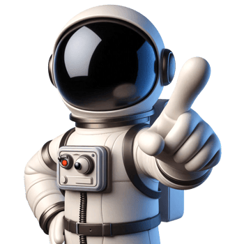 Portrait of Astronaut Character Pointing Forward in Space Suit png