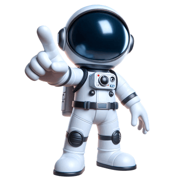 Astronaut Character in Space Suit Pointing Forward png