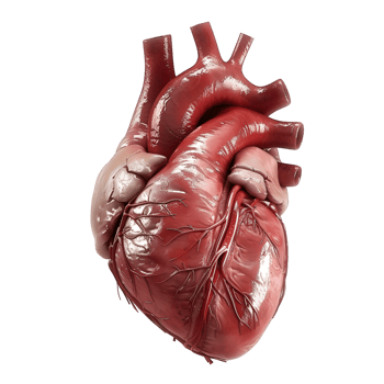Realistic Human Heart with Detailed Anatomy Isolated on Transparent Background png