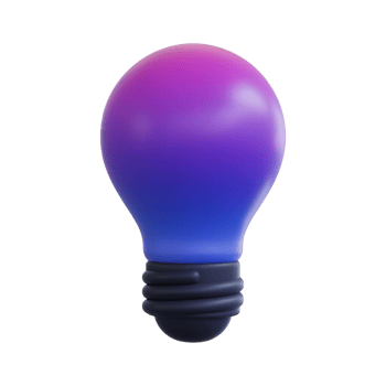 3D purple light bulb holographic Iridescent render icon isolated on transparent background png