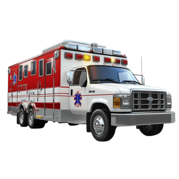 Modern Emergency Ambulance Truck with Red and White Design png