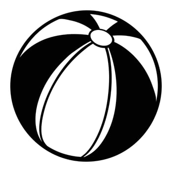 Striped Beach Ball Summer Silhouette outline black and white vector