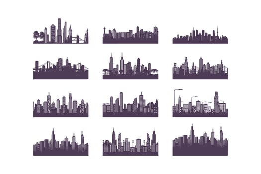 City silhouette set vector