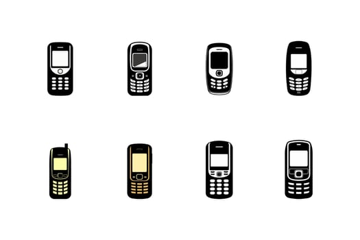 Button mobile silhouette vector