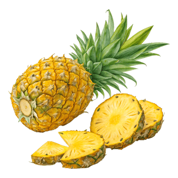 Realistic Watercolor Pineapple with Vibrant Yellow and Green Details in Botanical Art png