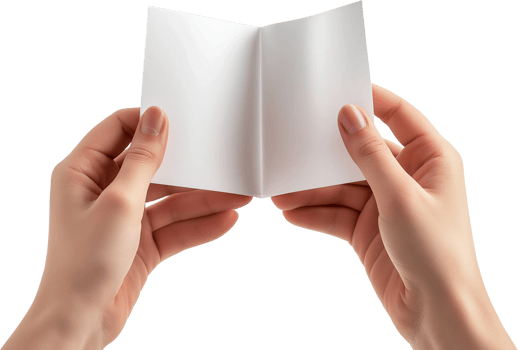 Two hands holding a blank white sheet of paper png