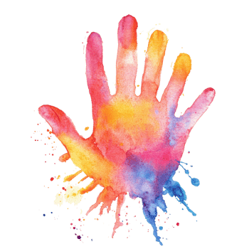 A colorful watercolor handprint on a clean transparent background, perfect for creative projects, red painted liquid water color circle isolated on transparent background png