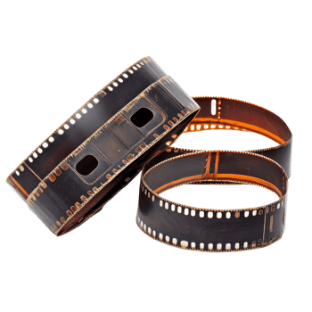 A vintage film strip collection isolated on a transparent background showcasing the history of cinema and film technology, vintage film strip isolated on transparent background png