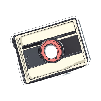 Colorful tape sticker featuring a classic cassette design on a clean transparent background for creative projects, tape sticker on transparent backgroundfile png