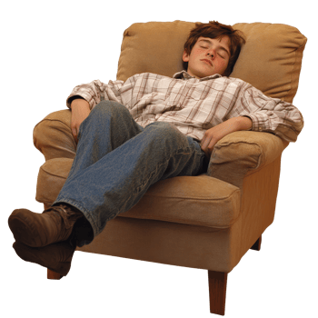 A young teenager peacefully sleeping in a chair while resting in a cozy room during the afternoon, Young teenager sitting on a chair and sleeping file no background png