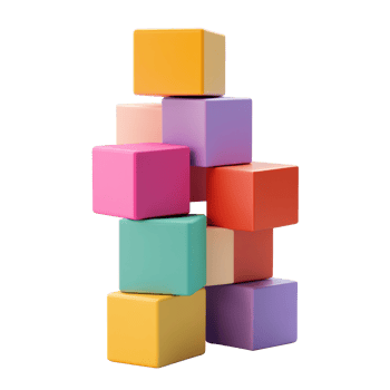 Colorful stacking cubes arranged in a playful formation on a light background, Stacking colorful cubes Stock Illustration png