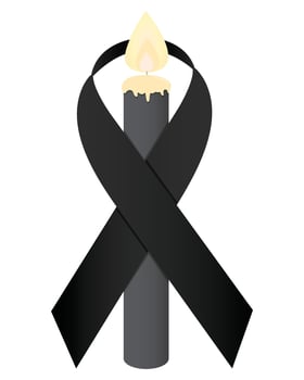 Funeral black ribbon with candle inside vector