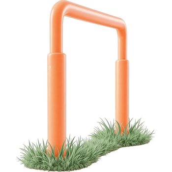 Miniature Orange Goal Post with Green Grass Base png