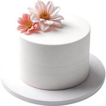 Round White Buttercream Cake with a Single Dahlia png