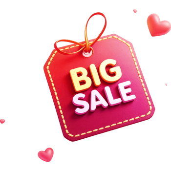 Red Big Sale Tag with Ribbon png