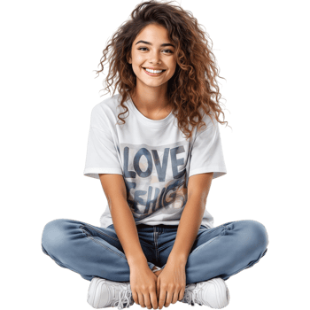 Smiling Woman in Gray Shirt png