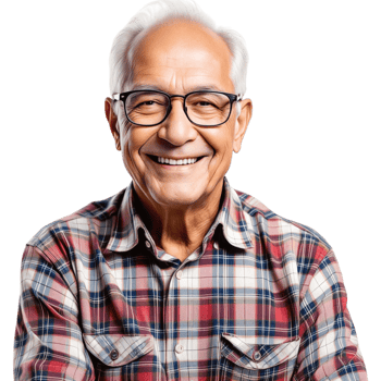 Smiling Elderly Man in Plaid Shirt png