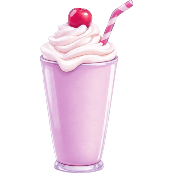 Pink Milkshake with Cherry png