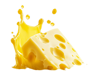 Melting cheese slices in sauce splash png